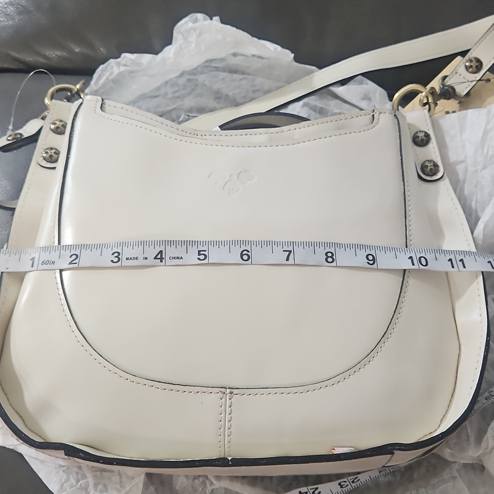 NWT Patricia Nash Caletta Hobo Crossbody Bag Ivory Latte Leather Shoulder - Picture 12 of 14